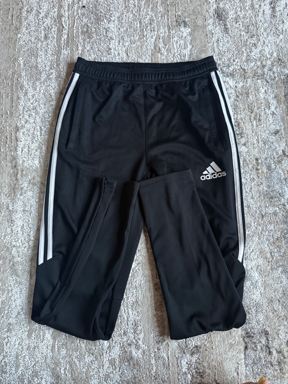adidas Black Joggers with White Side Stripes